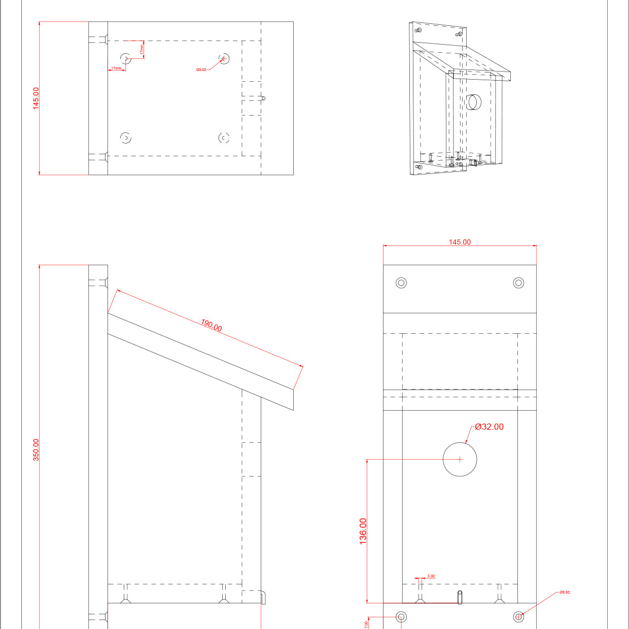 UK Garden Bird Box Dimensions