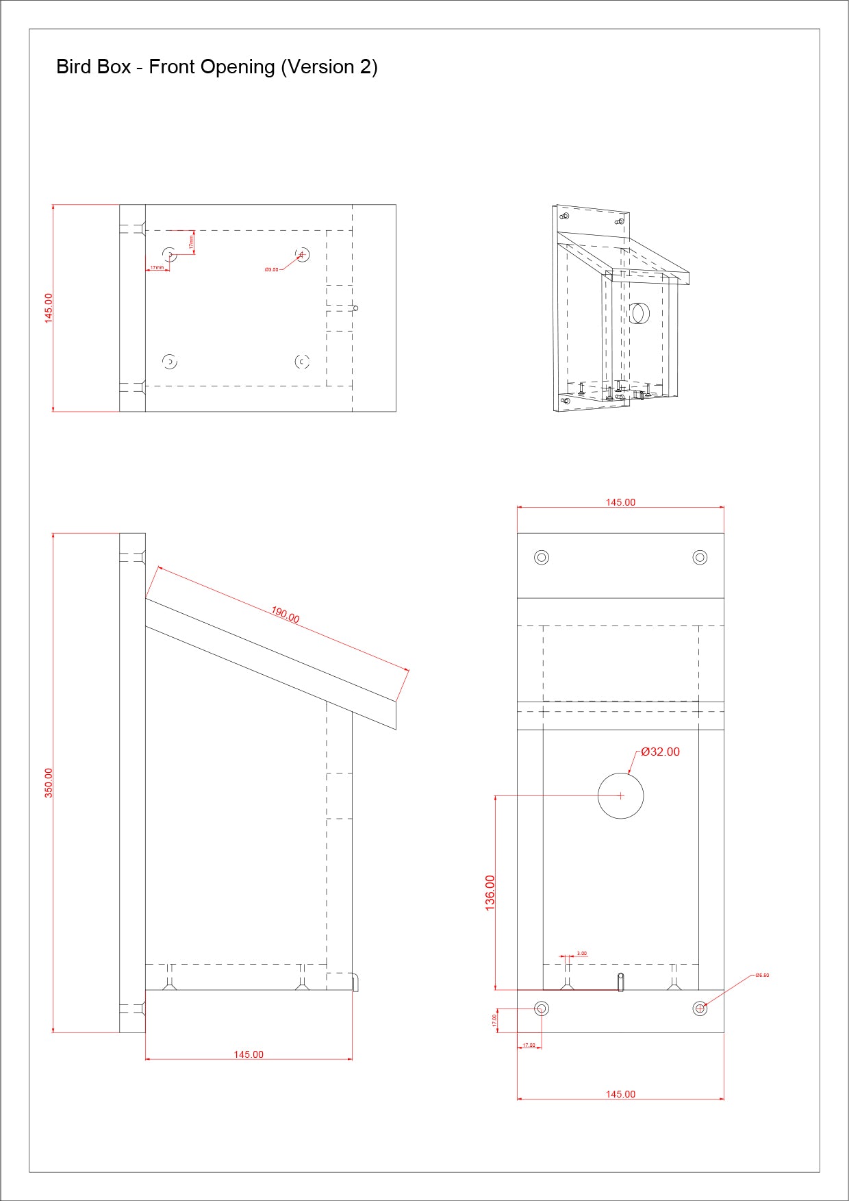 UK Garden Bird Box Dimensions