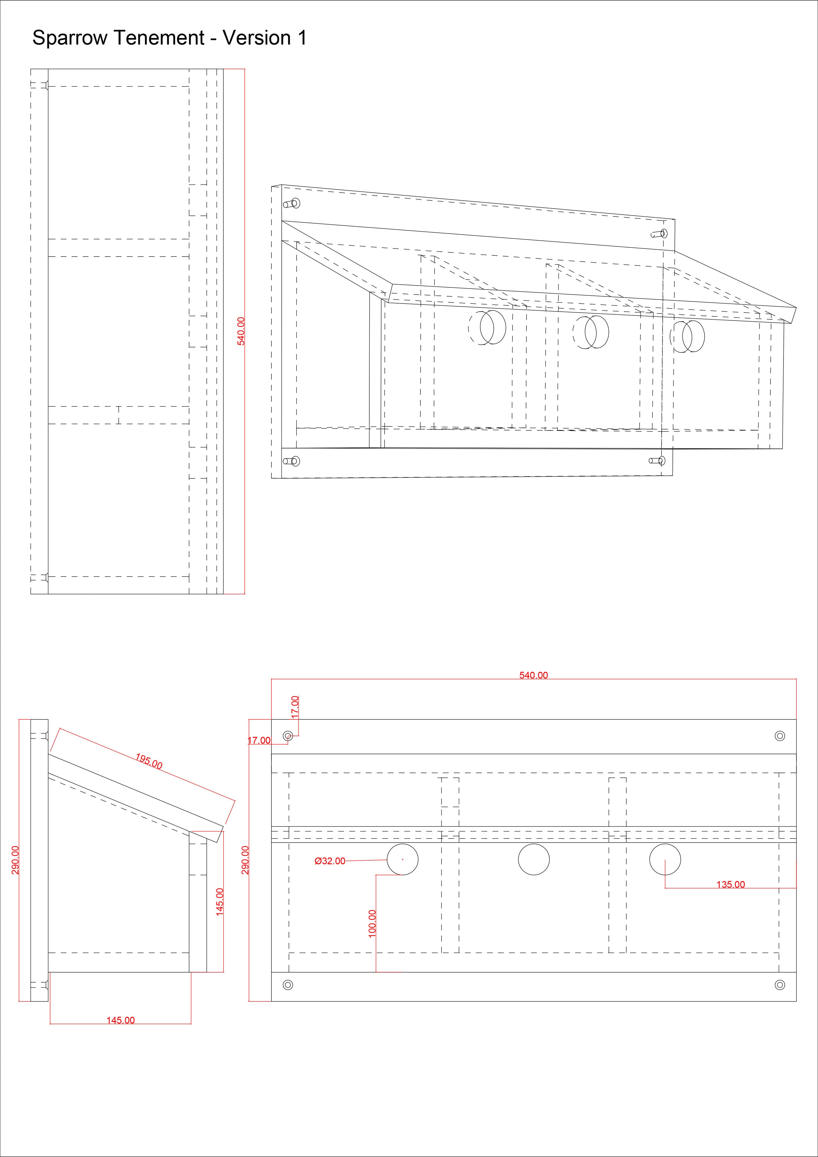 The Sparrow Tenement - Bird Nesting Box