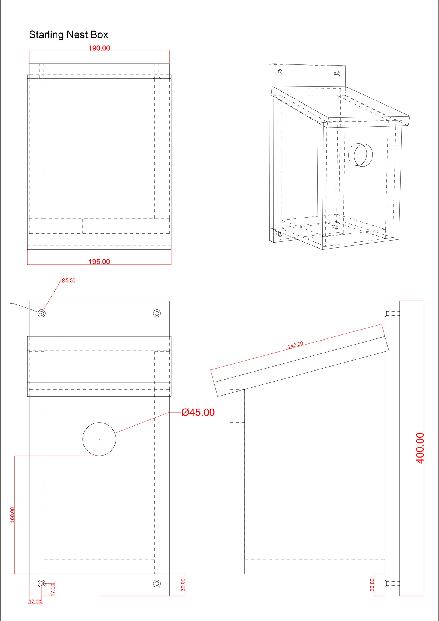 Starling nest box dimensions